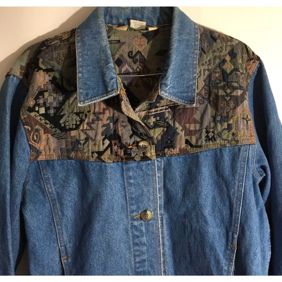 LL Bean Vintage Tapestry One Of A Kind Jacket Denim USA Made Women's Size Small - Picture 5 of 7